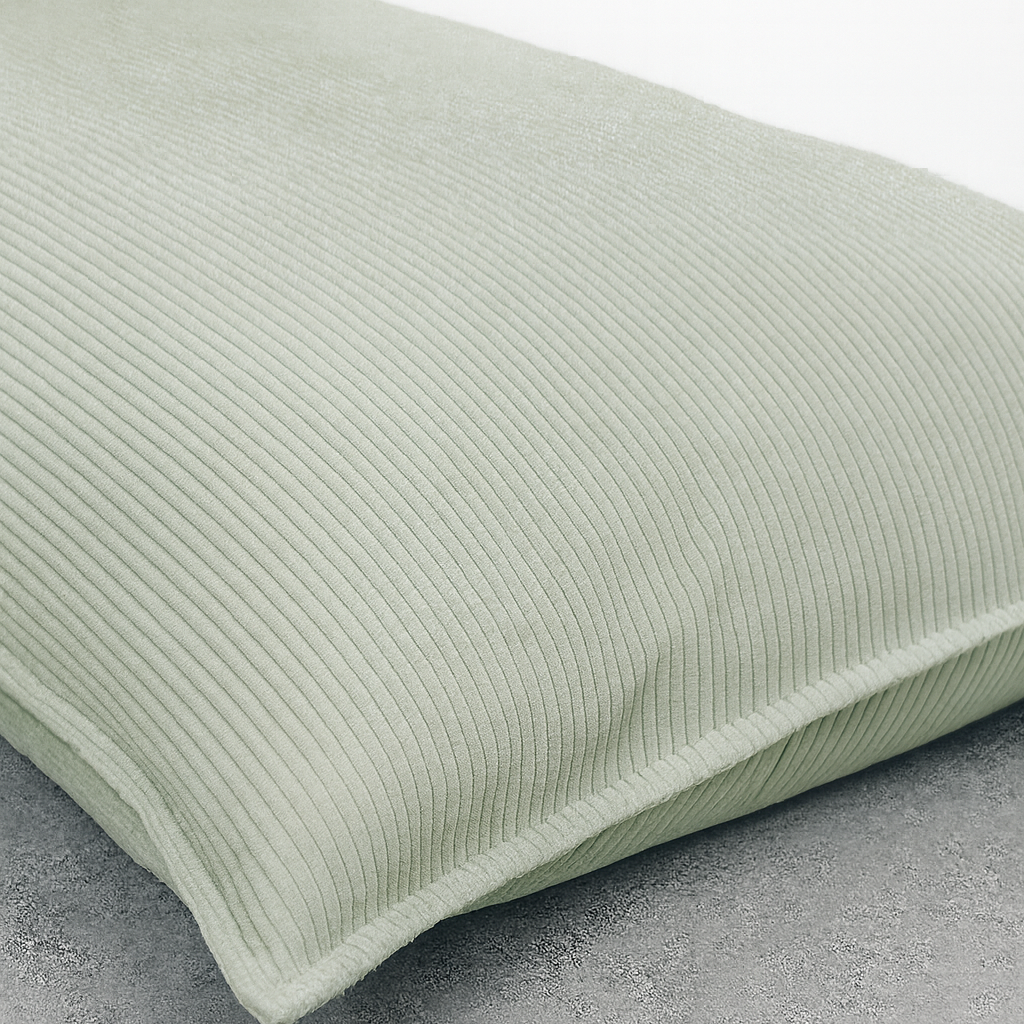 NUBEPUFF 4 en 1 de PANDI en color verde utilizado como cama baja, destacando su estilo moderno y la comodidad de su relleno de viscoelástica.