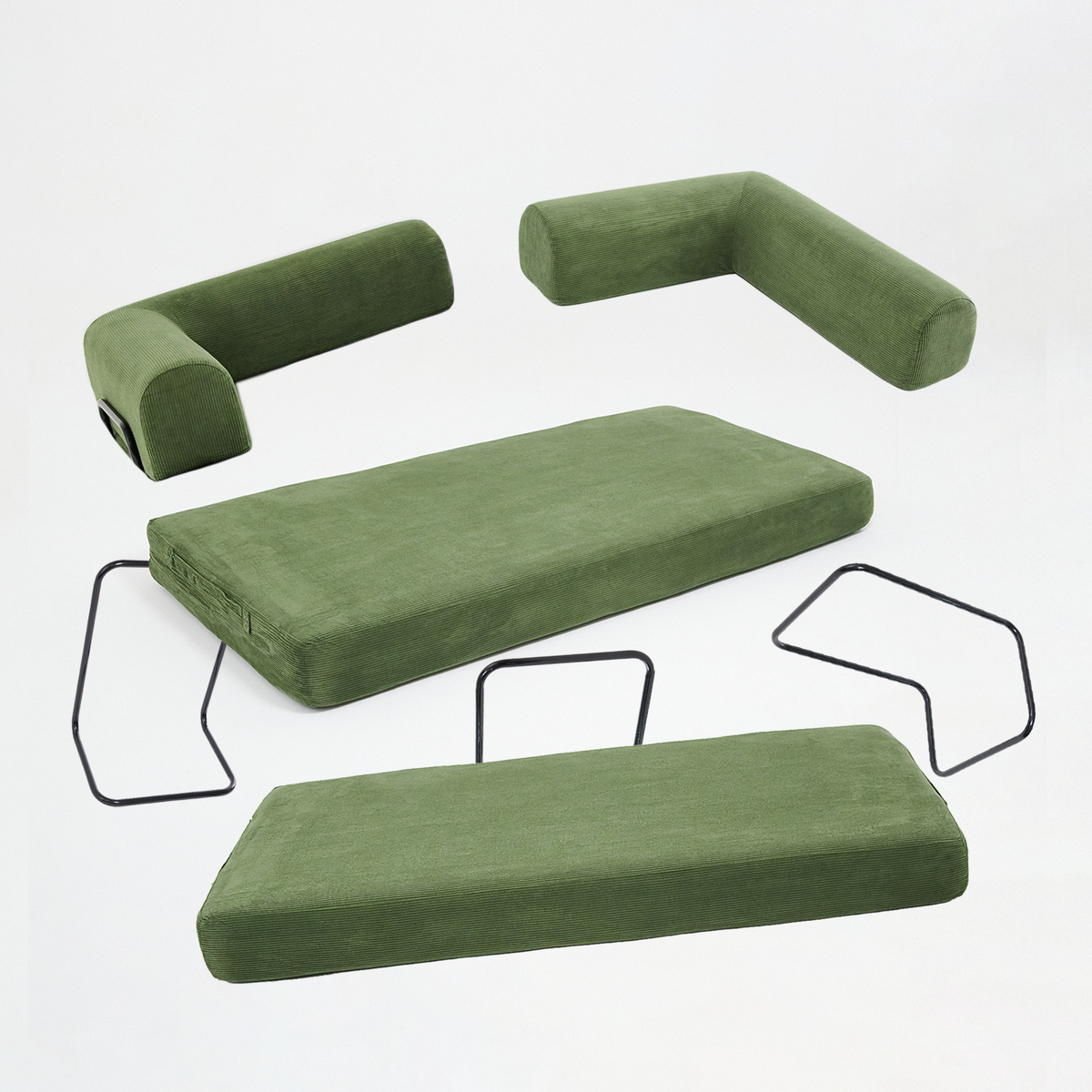 Nube Sofá Modular - Verde PANDI: vista detallada del diseño modular y cojines tipo nube