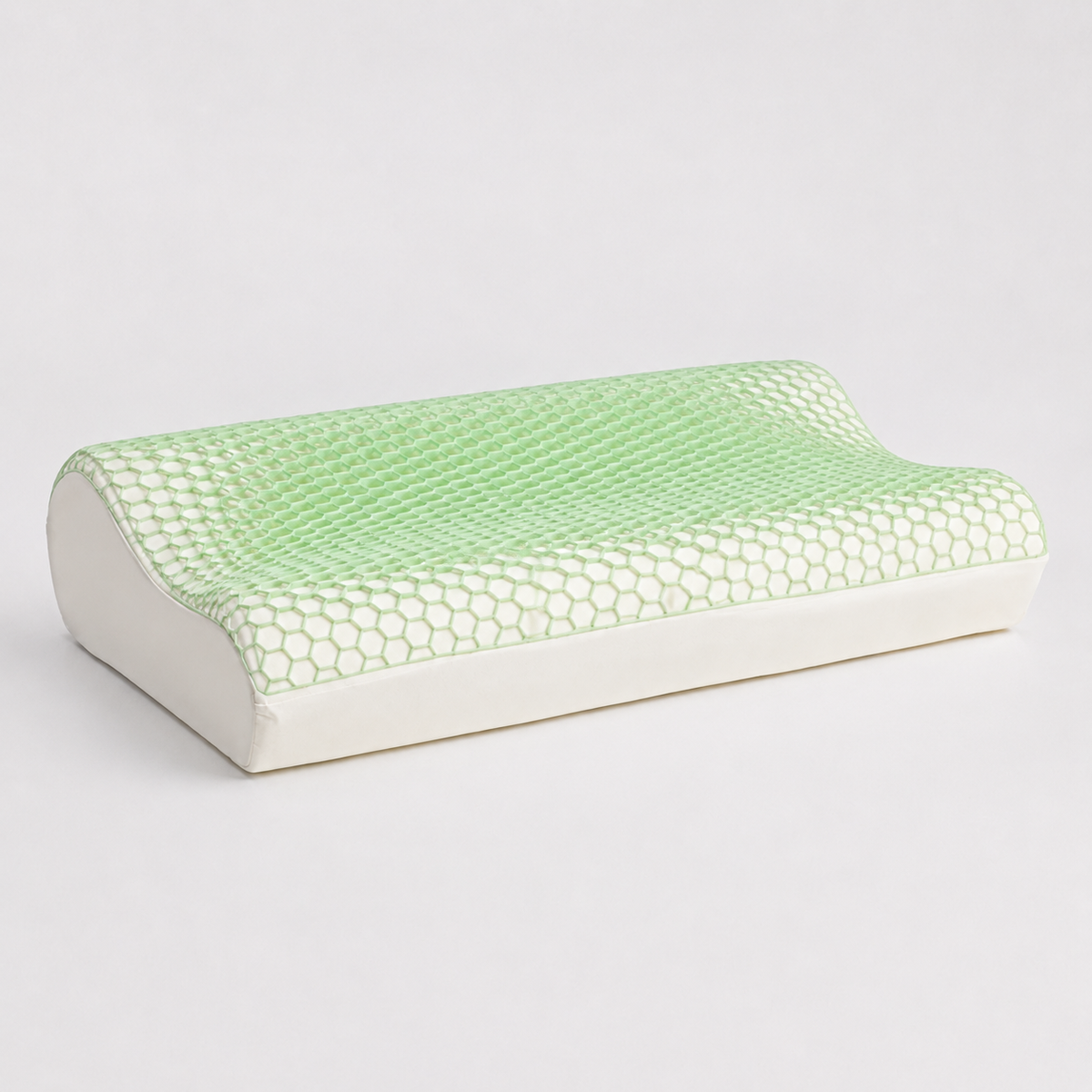Detalle del material TPE lavable de la Almohada Curva de PANDI — hipoalergénico e ideal para el clima tropical