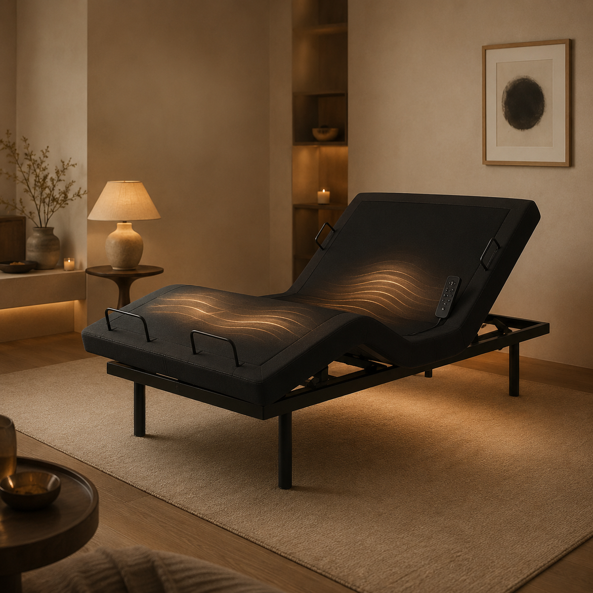 Cama Eléctrica Ajustable de PANDI con cabecera y pies elevados para mayor comodidad.