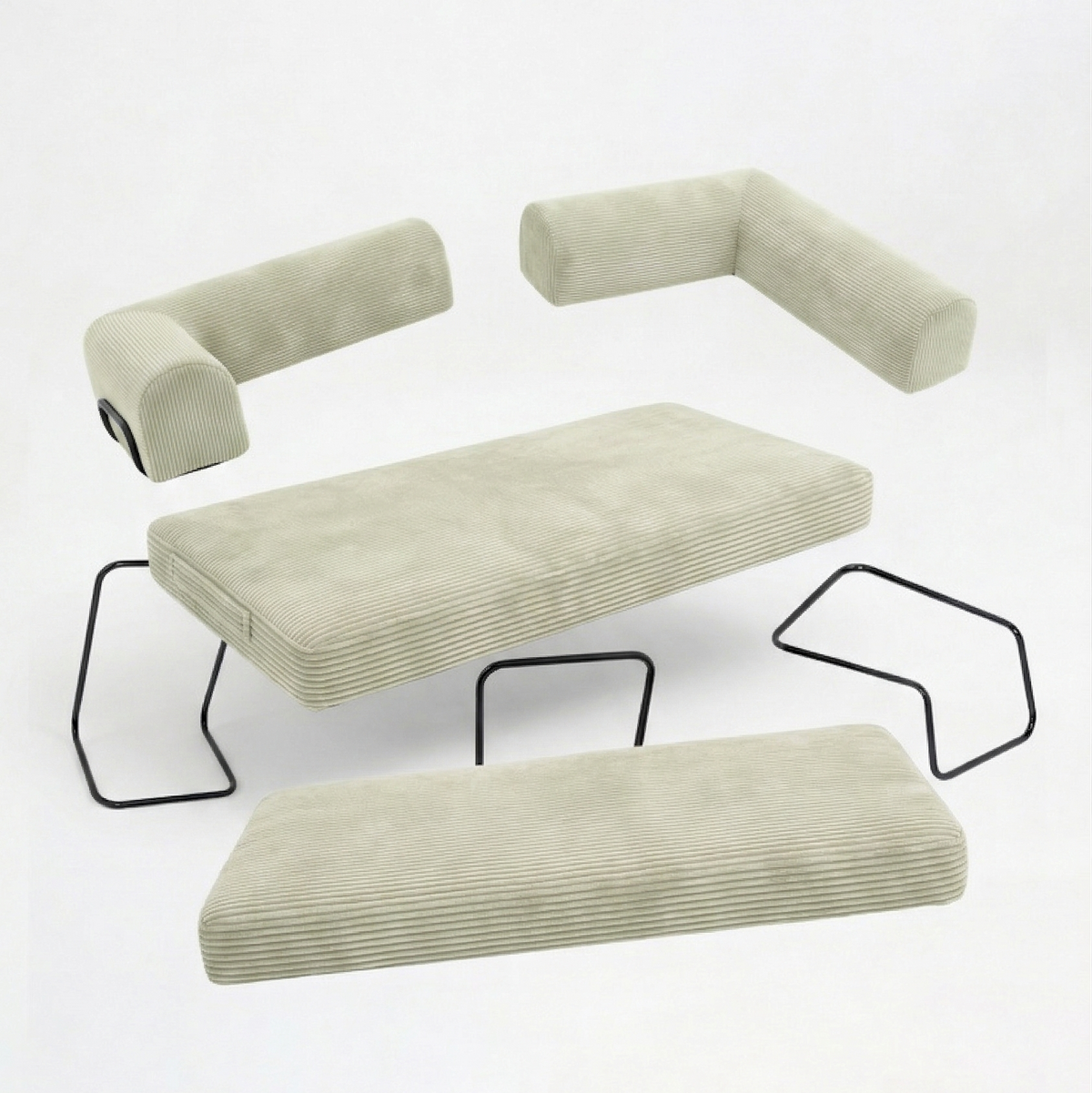Nube Sofá Modular - Crema PANDI: vista del sofá modular XL crema con look elegante y máxima comodidad para reclinar