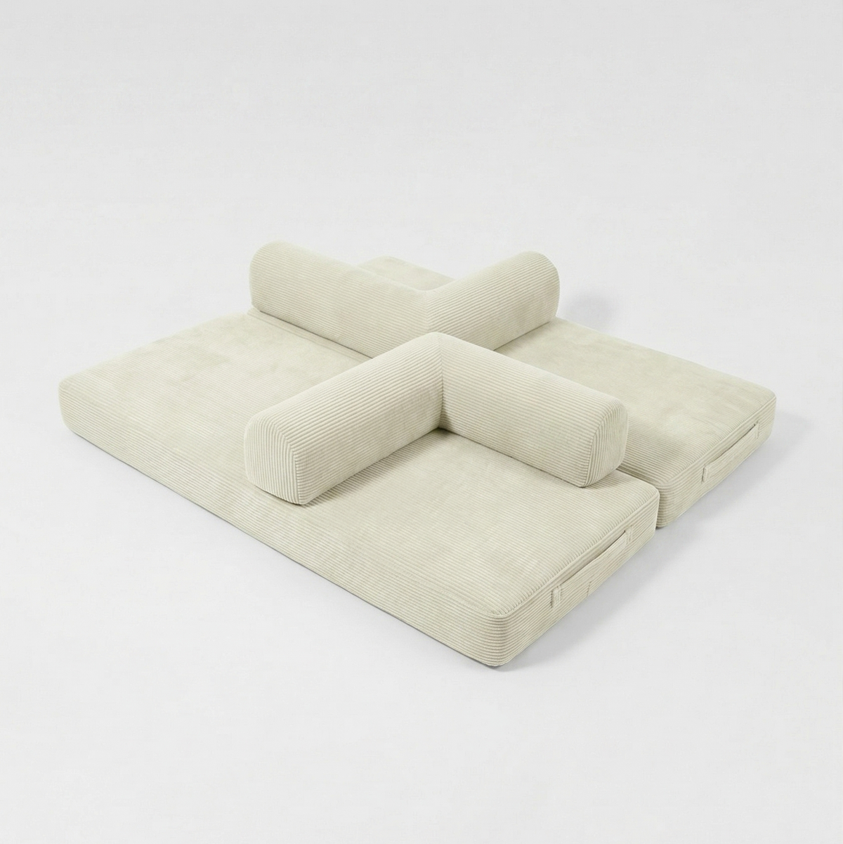 Nube Sofá Modular - Crema PANDI: sofá cama modular XL crema con funda de corduroy lavable y diseño funcional para cualquier espacio