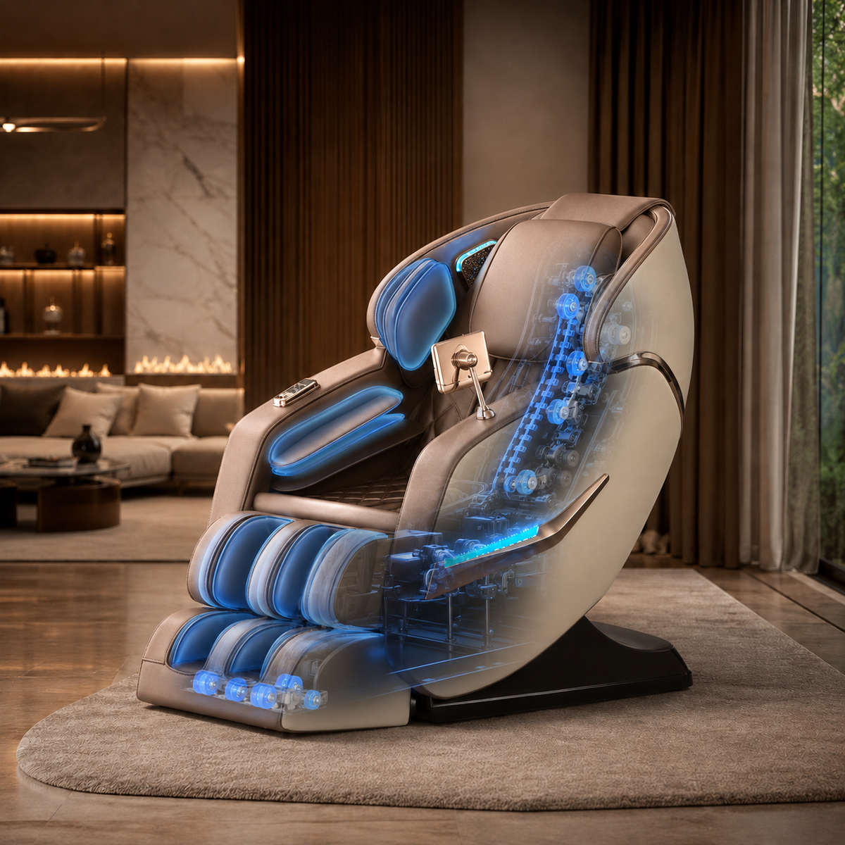 Sillón de Masaje Relxio Plus de PANDI en posición reclinada — confort premium para tu sala en Costa Rica