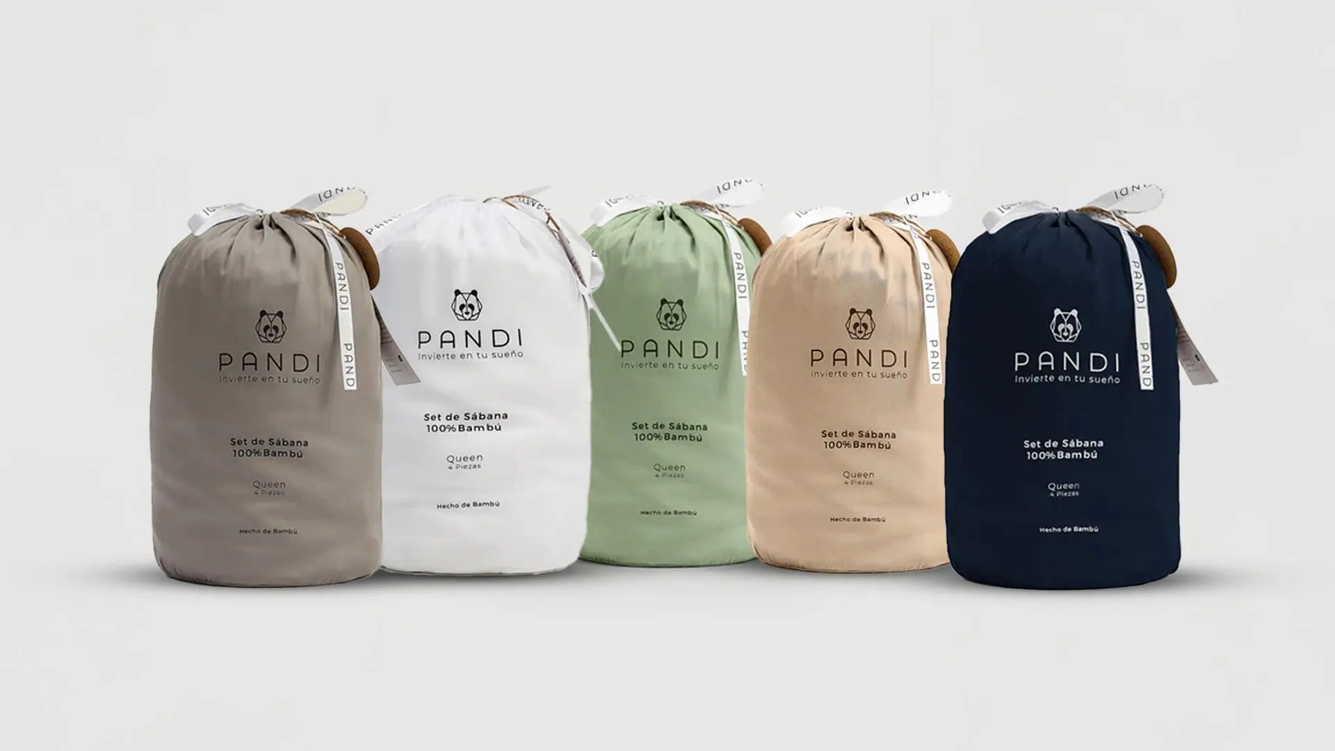 Juego de sábanas de bambú 100% suave y ecológico, ideal para un sueño perfecto. Incluye cuatro piezas en colores elegante y packaging atractivo de la marca Pandi.