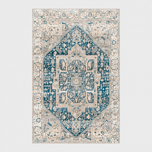 Alfombra Vintage Lavable Azul Marfil | PANDI