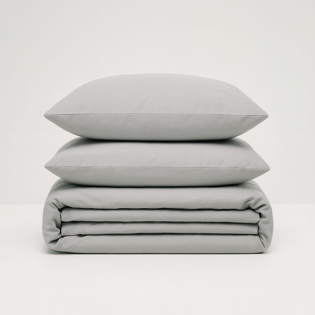 Set de Sábanas 60% Bambú - Gris de PANDI, ideal para un descanso suave y fresco en cualquier estación del año.
