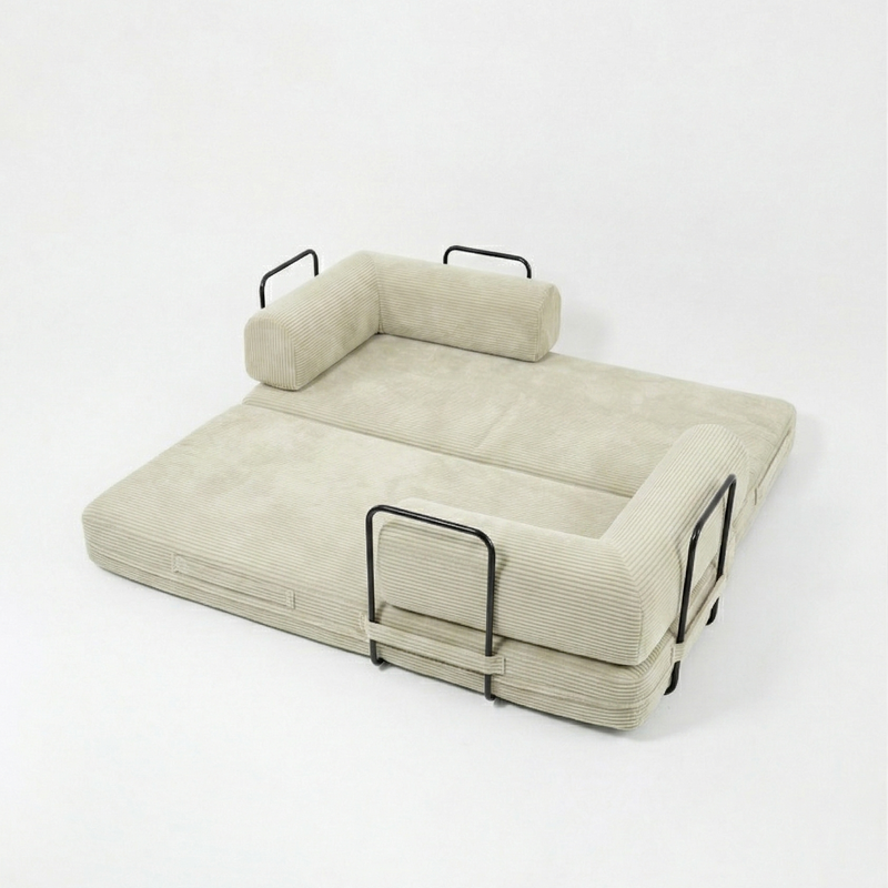 Nube Sofá Modular - Crema PANDI: detalle de cojines estilo nube, espuma de alta densidad y memory foam para confort premium