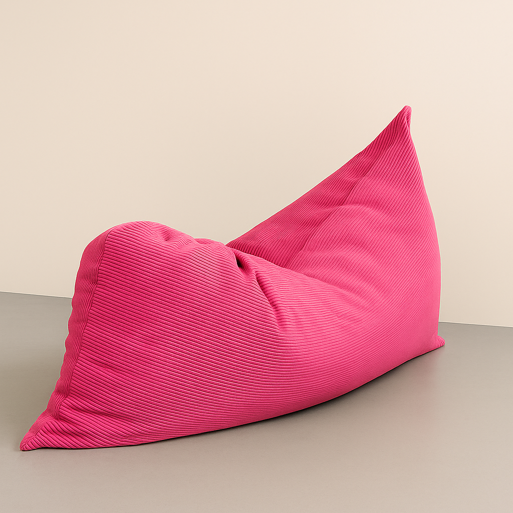 PANDI NUBEPUFF 4 en 1 en color rosa, un puff versátil y elegante que se transforma en cama baja, sillón reclinable y colchón lounge.