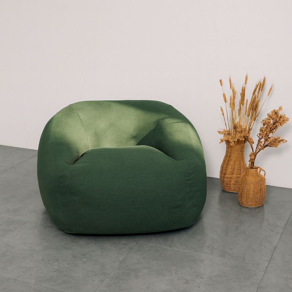 Imagen del NubePuff Viscoelástico - Verde de PANDI, un puff moderno y cómodo que transforma cualquier espacio en un lugar elegante y acogedor.