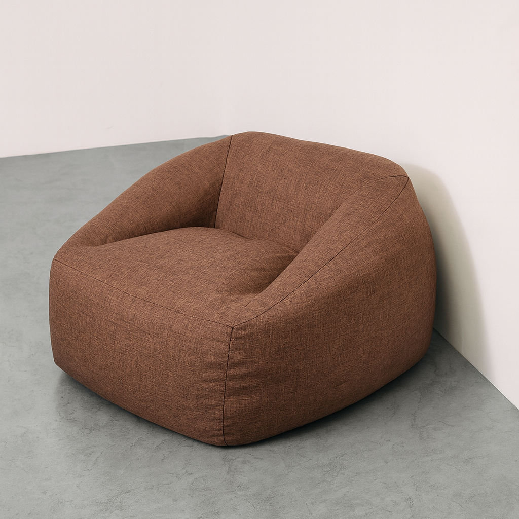 NubePuff Viscoelástico marrón de PANDI en un ambiente acogedor, ideal para disfrutar de un descanso relajante.