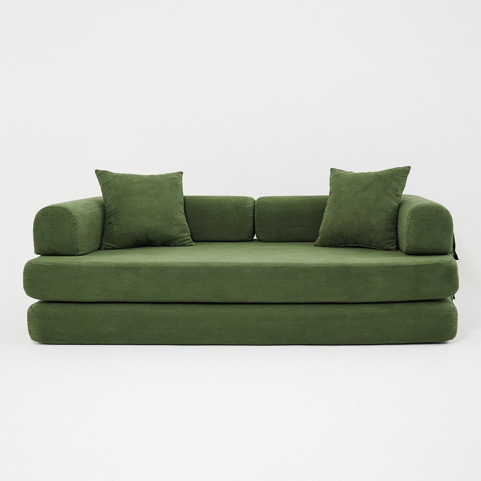 Nube Sofá Modular - Verde PANDI: composición modular con bases colchón y cojines de respaldo