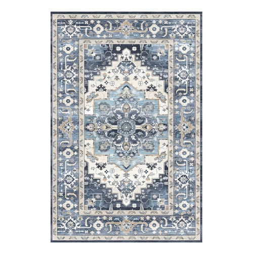 Alfombra Vintage Lavable Azul Índigo | PANDI