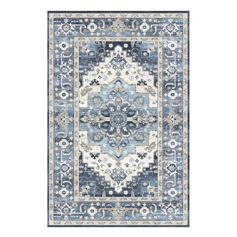 Alfombra Vintage Lavable Azul Índigo | PANDI