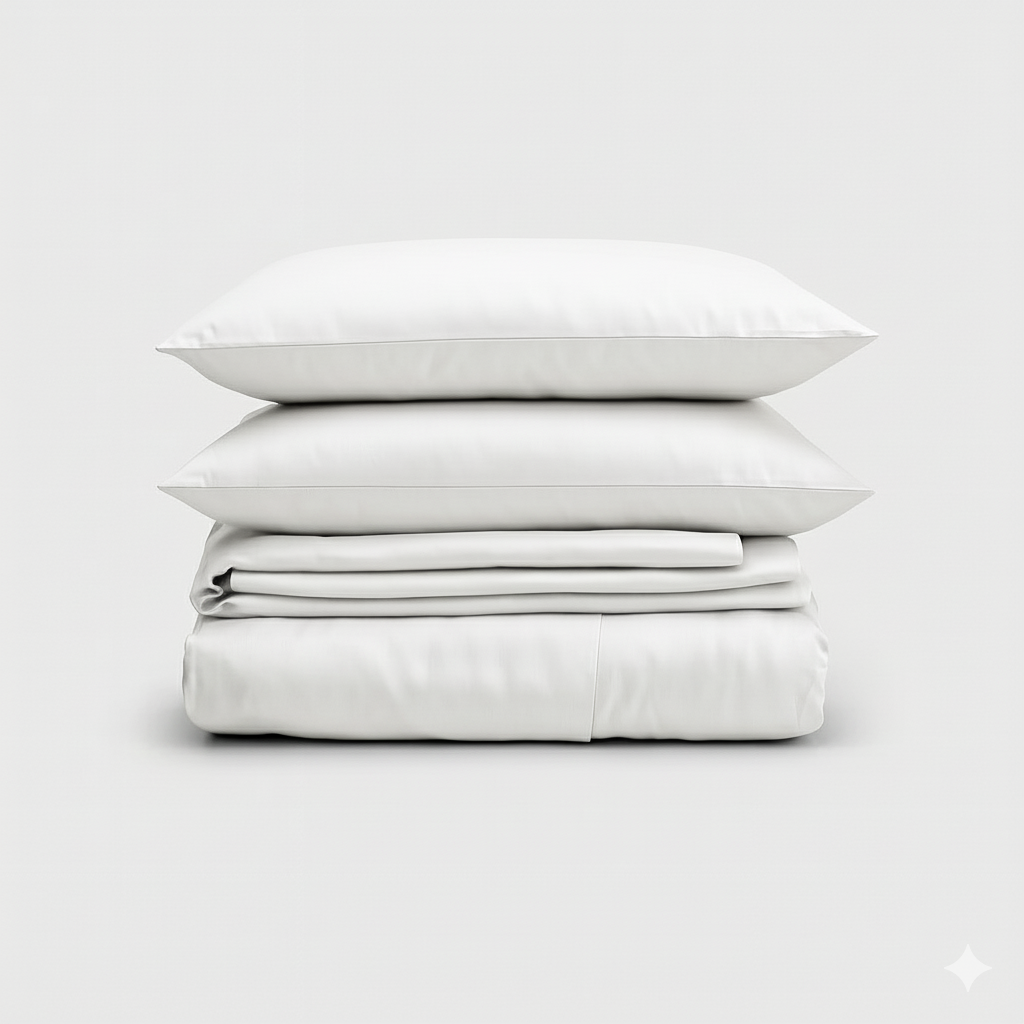 Set de Sábanas 100% Bambú PANDI en color blanco, ideal para un descanso suave y fresco, perfecto para quienes buscan calidad y confort en la ropa de cama.