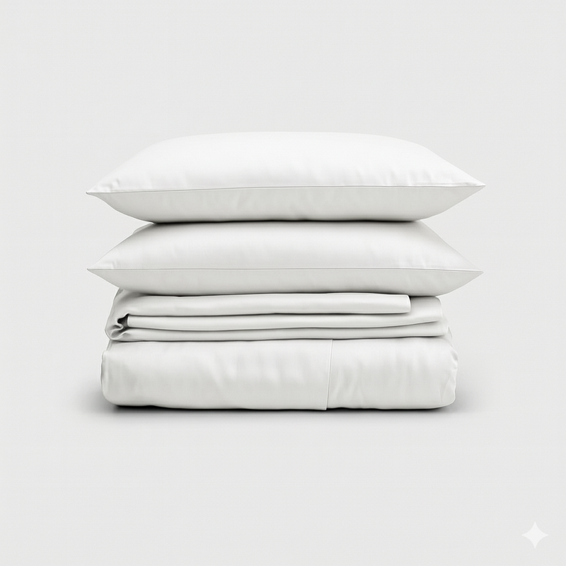 Set de Sábanas 100% Bambú PANDI en color blanco, ideal para un descanso suave y fresco, perfecto para quienes buscan calidad y confort en la ropa de cama.