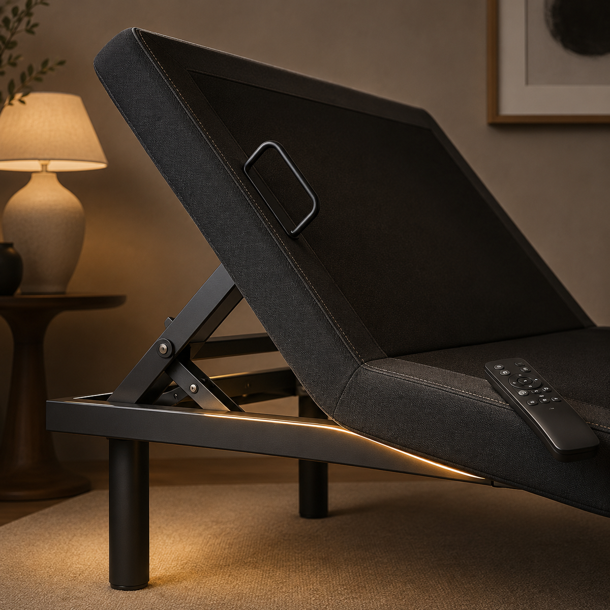 Cama Eléctrica Ajustable con Masaje de PANDI — diseño moderno con control remoto inteligente.