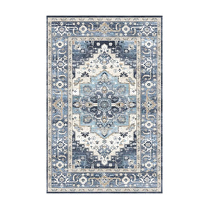 Alfombra Vintage Lavable Azul Índigo