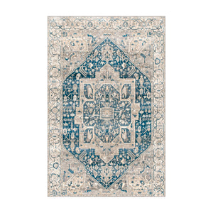 Alfombra Vintage Lavable Azul Marfil