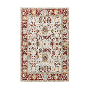 Alfombra Vintage Lavable Borgoña Marfil