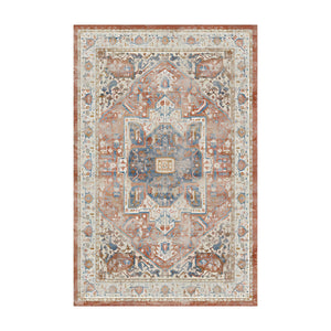 Alfombra Vintage Lavable Terracota Rosa