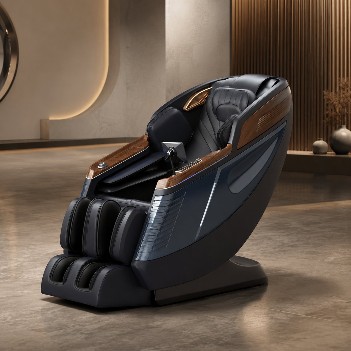 Sillón de Masaje Inteligente Relaxio Premium 3D de PANDI, vista frontal — tecnología de masaje 3D profesional para el hogar