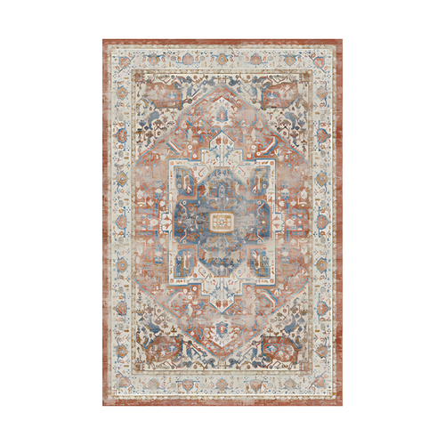 Alfombra Vintage Lavable Terracota Rosa | PANDI