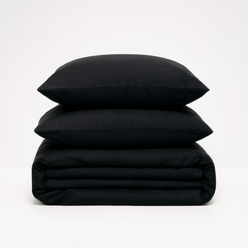 Set de Sábanas 60% Bambú - Negro, ideal para un descanso reparador con mezcla de bambú natural y algodón.